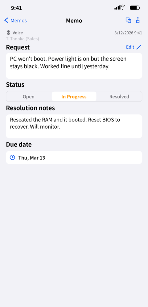 Suggested handling & resolution notes